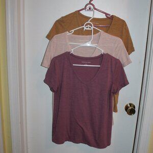 American Eagle Soft & Sexy Cuffed Sleeve V-Neck Tee - Set of 3